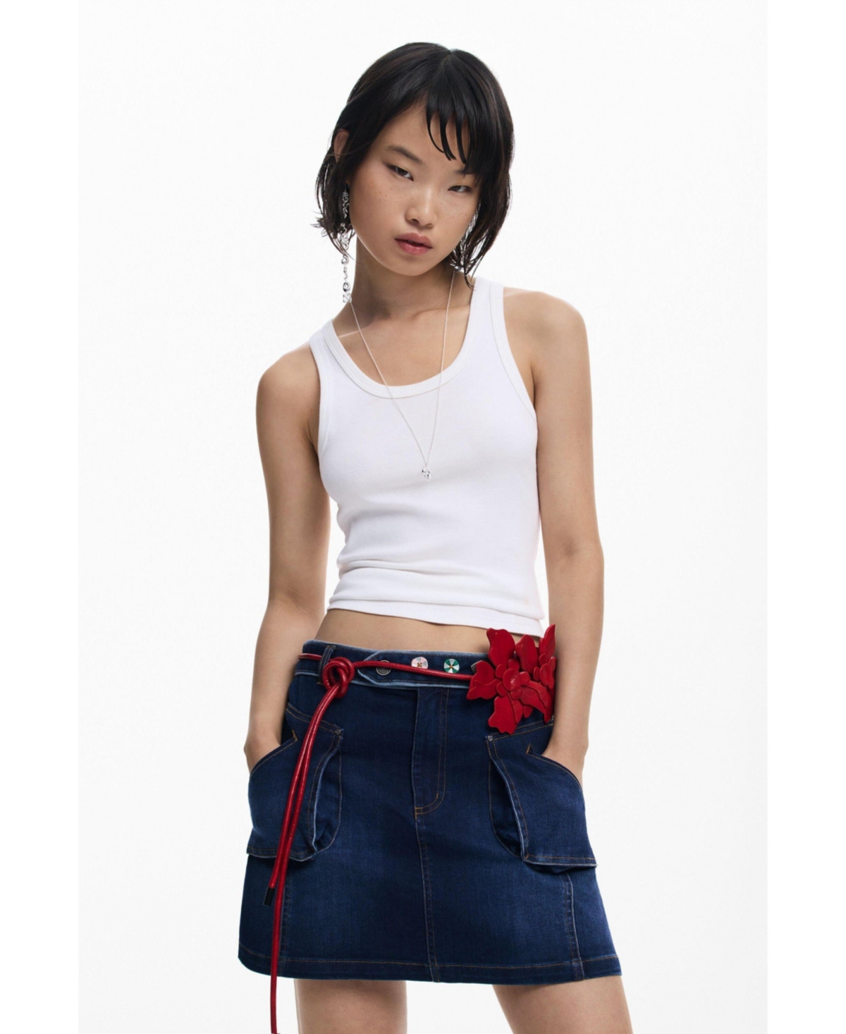 Desigual Women's Short denim skirt with belt