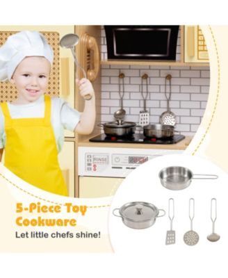 Wooden Kids Kitchen Playset Pretend Play Kitchen with Real Sounds Lights