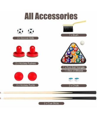 48'' 3-In-1 Multi Combo Game Table Foosball Soccer Billiard Slide Hockey For Kids