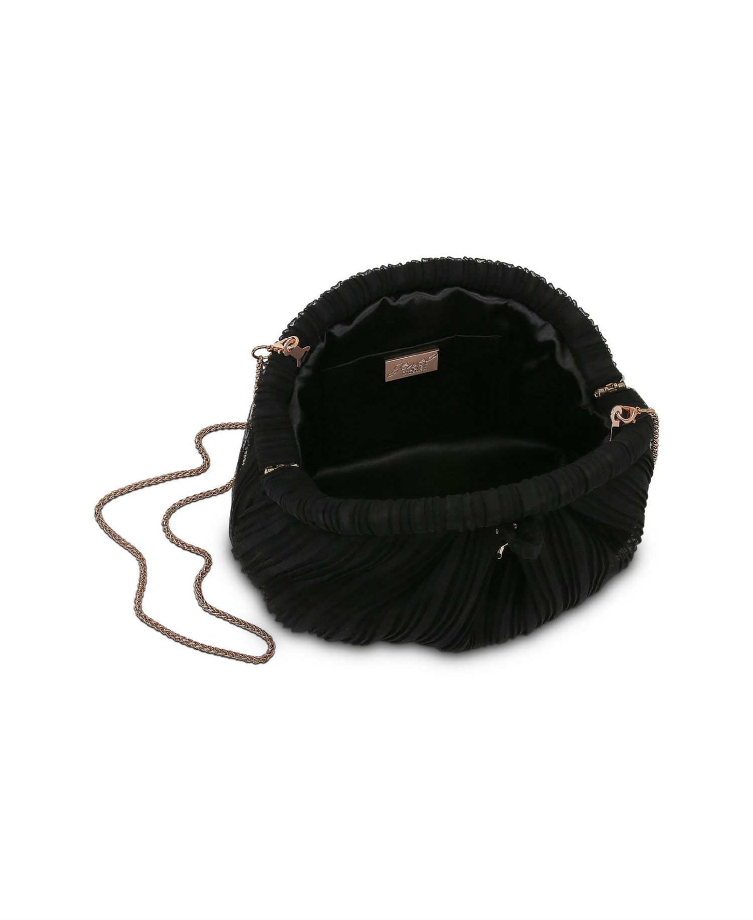 Woman's Vale Mini Pleated Pouch Clutch with Bow Charm