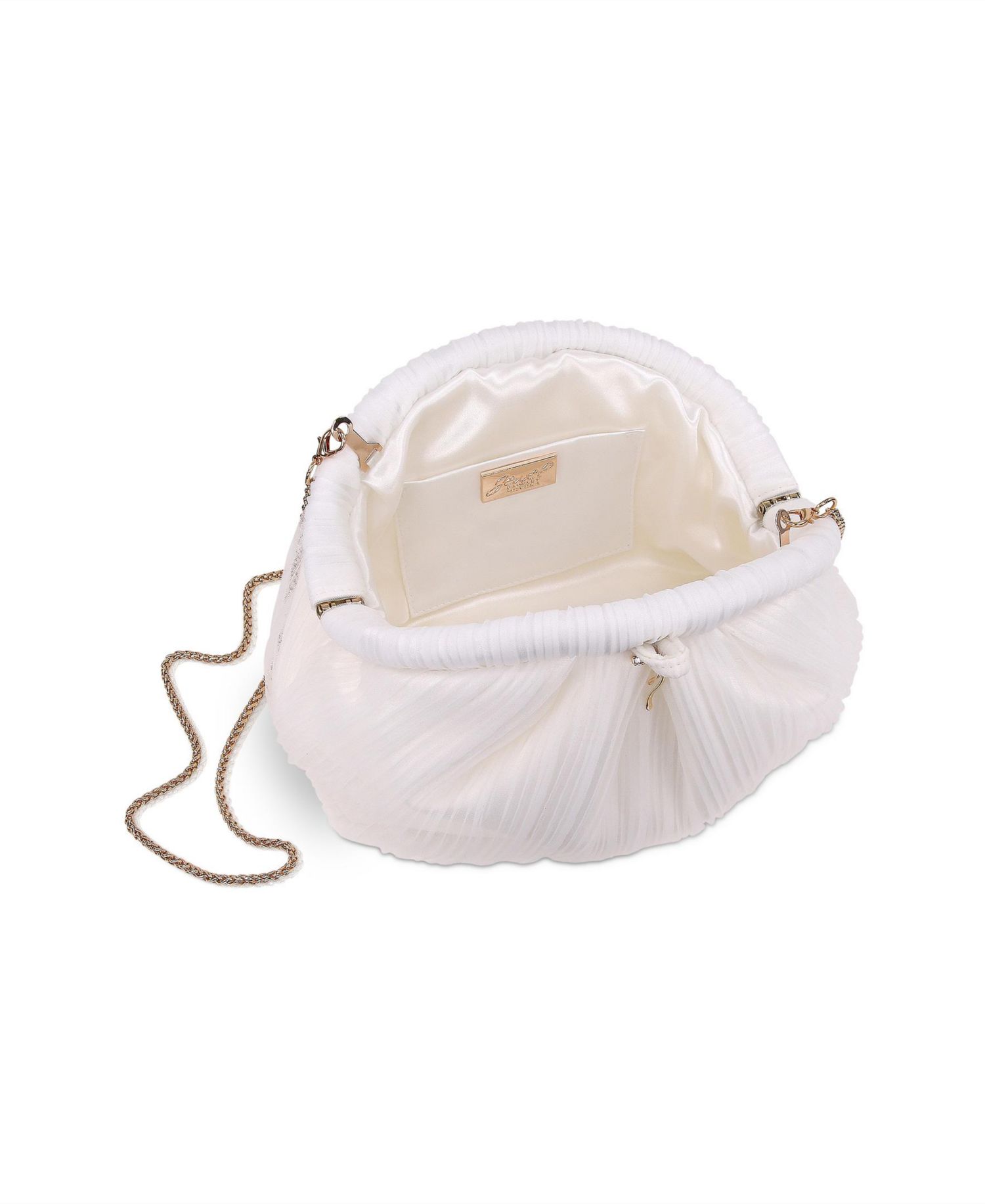 Woman's Vale Mini Pleated Pouch Clutch with Bow Charm
