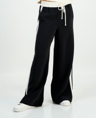 Petite Drawstring-Waist Side-Stripe Wide-Leg Pants, Macy's Exclusive