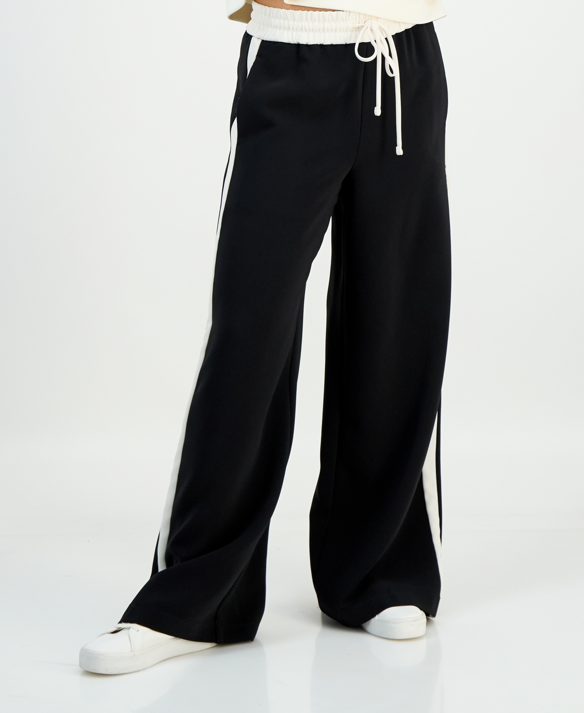 I.n.c. International Concepts Petite Drawstring-Waist Side-Stripe Wide-Leg Pants, Macy's Exclusive