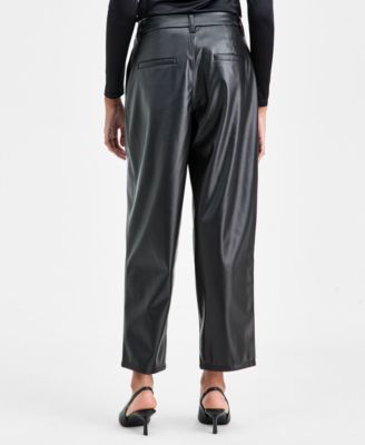 Women's Faux Leather Barrel-Leg Pants, Macy's Exclusive