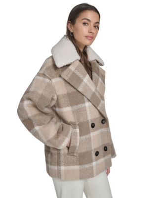 Women's Plaid Peacoat