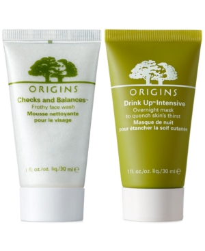 ORIGINS RECEIVE A FREE DRINK UP INTENSIVE, 30ML AND CHECKS AND BALANCES, 30ML WITH ANY $65 ORIGINS PURCHASE