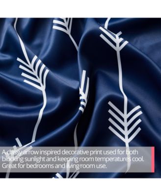 Arrow Printed Privacy Blackout Energy Efficient Room Darkening Thermal Grommet Window Curtain Drape Panels for Bedroom - Set of 2