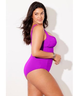 Women's Ruched Twist Front One Piece Swimsuit