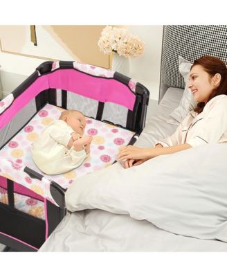 Baby Bedside Sleeper Portable Bassinet 4-in-1 Rolling Bassinet