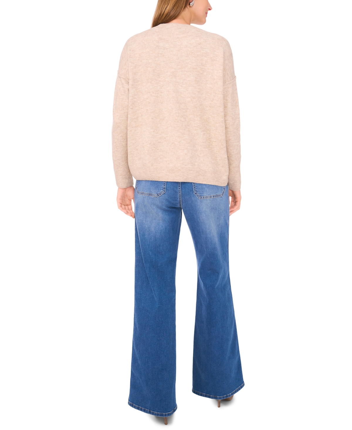 Vince Camuto Star Pattern Crewneck Sweater In Neutral