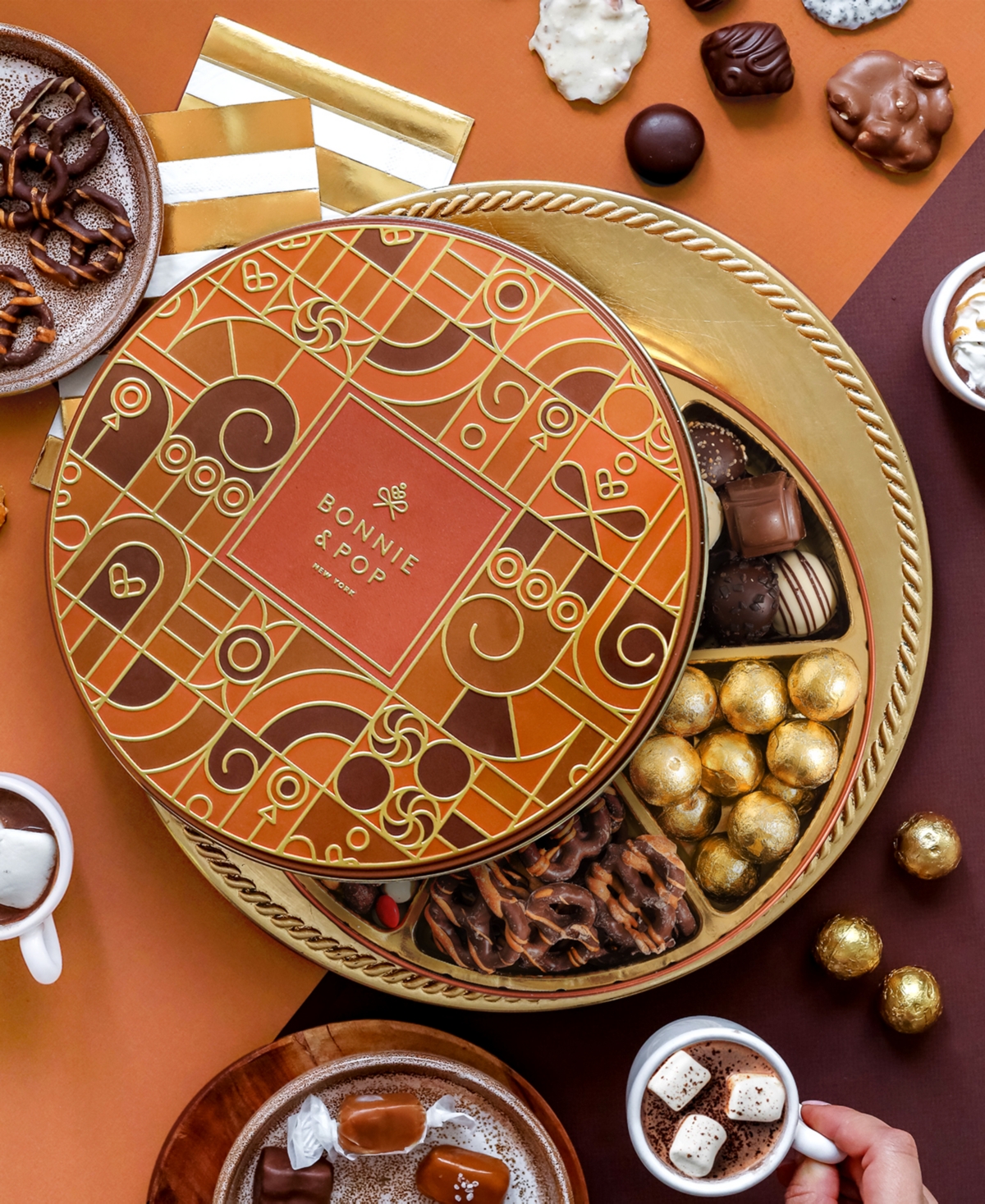 Bonnie & Pop Holiday Copper Gift Tin, 7 Sections In Transparent