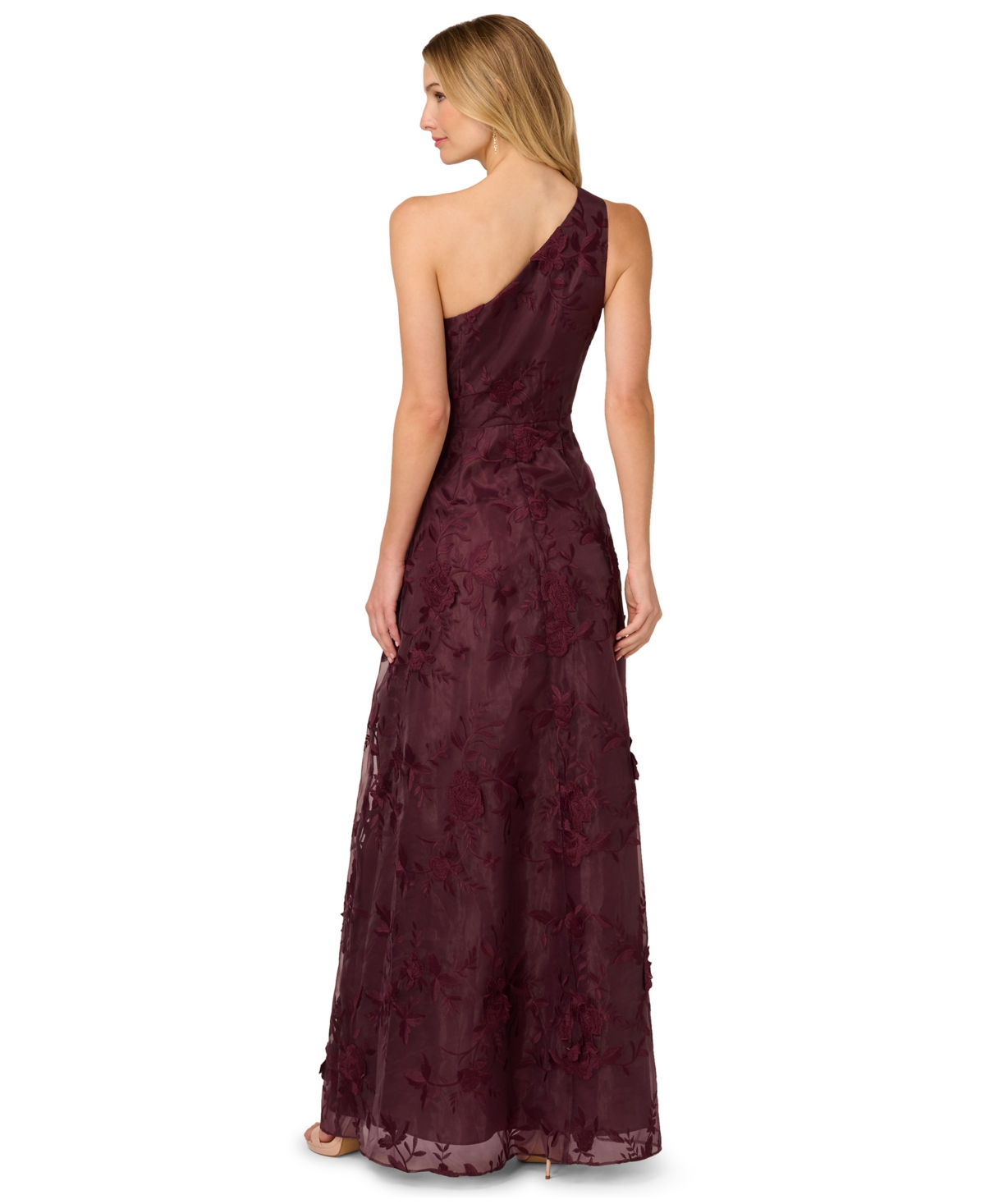 Adrianna Papell Women's Embroidered Ruffle Gown In Purple