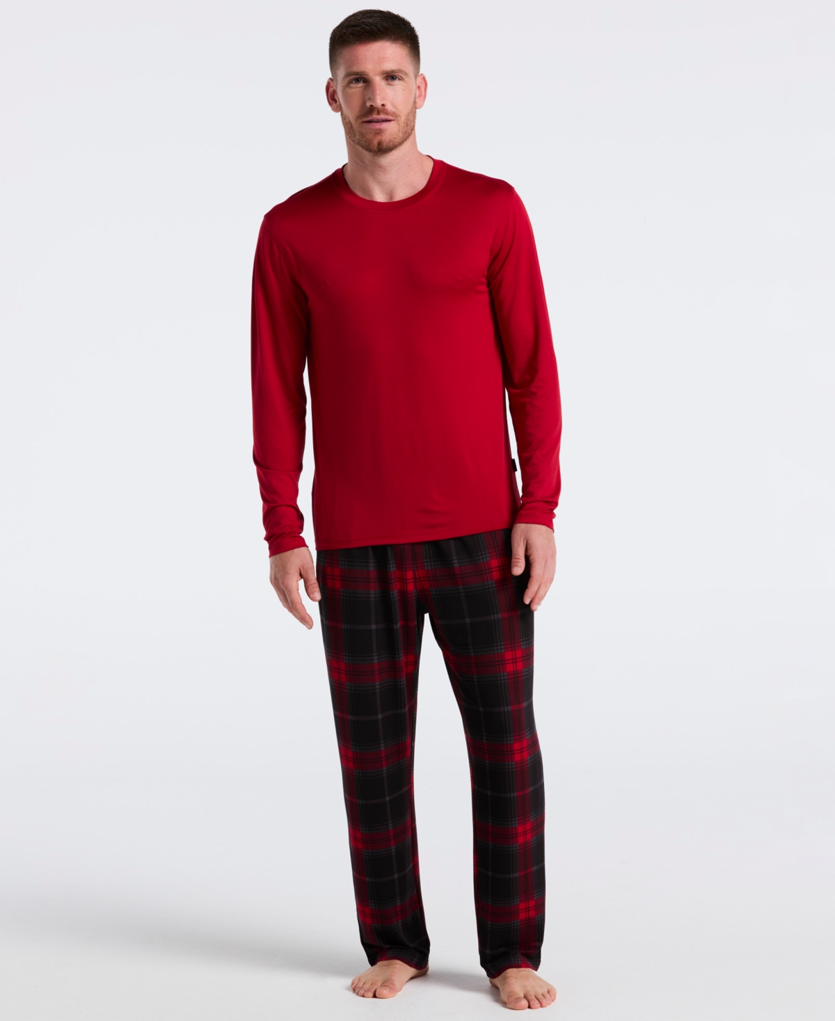 Perry Ellis Portfolio Men's Deluxe Touch Knit Crewneck Shirt In Red