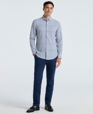 Men's Long-Sleeve Micro Floral Print Shirt