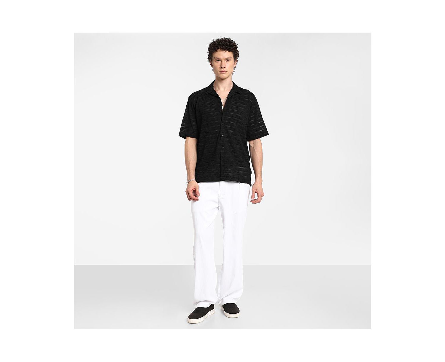 Men's Midnight Black Marquise-Knit Shirt