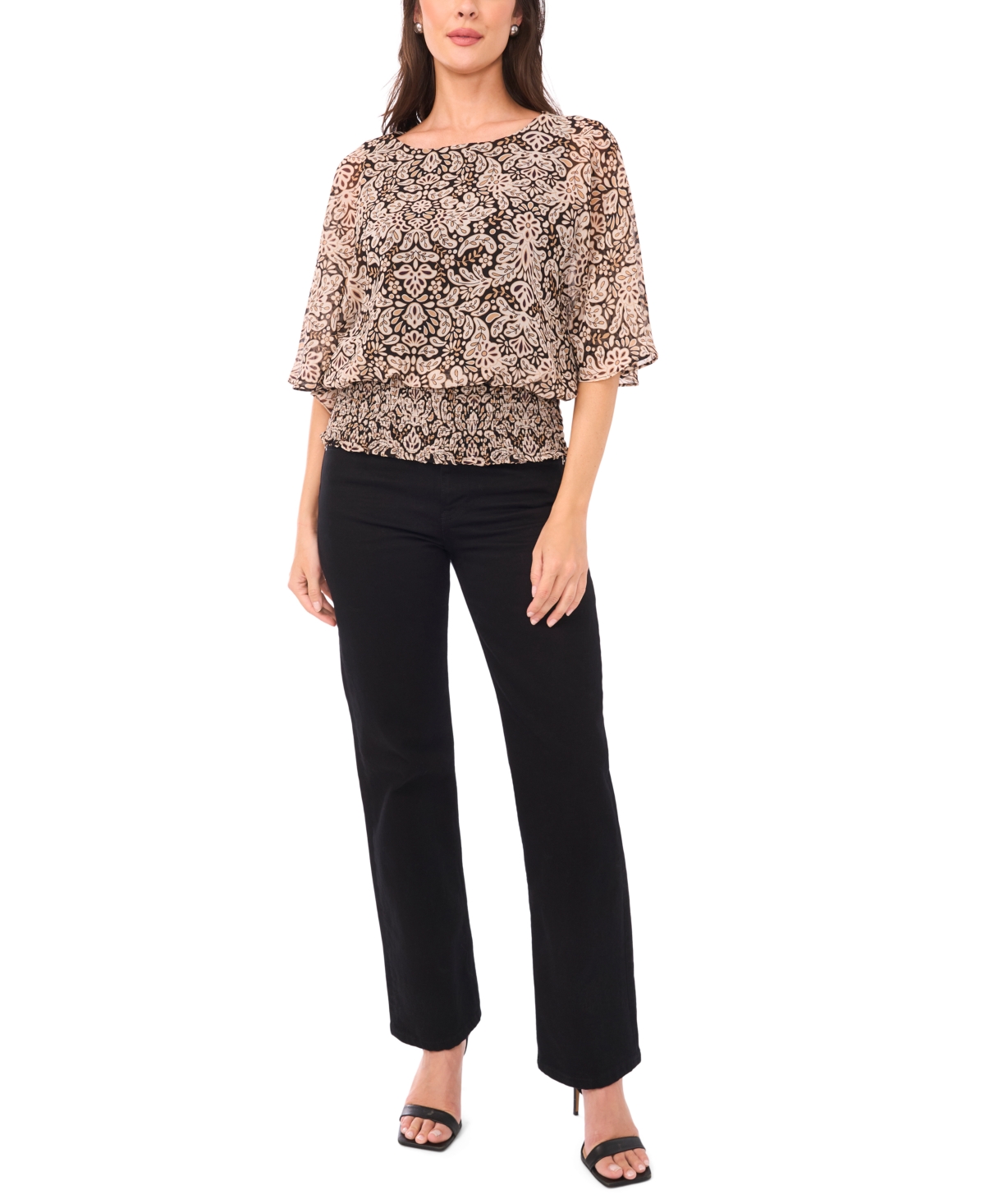 Sam & Jess Women's Smocked-waist Top In Multi