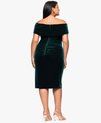 Plus Size Off-Shoulder Ruched Velvet Dress