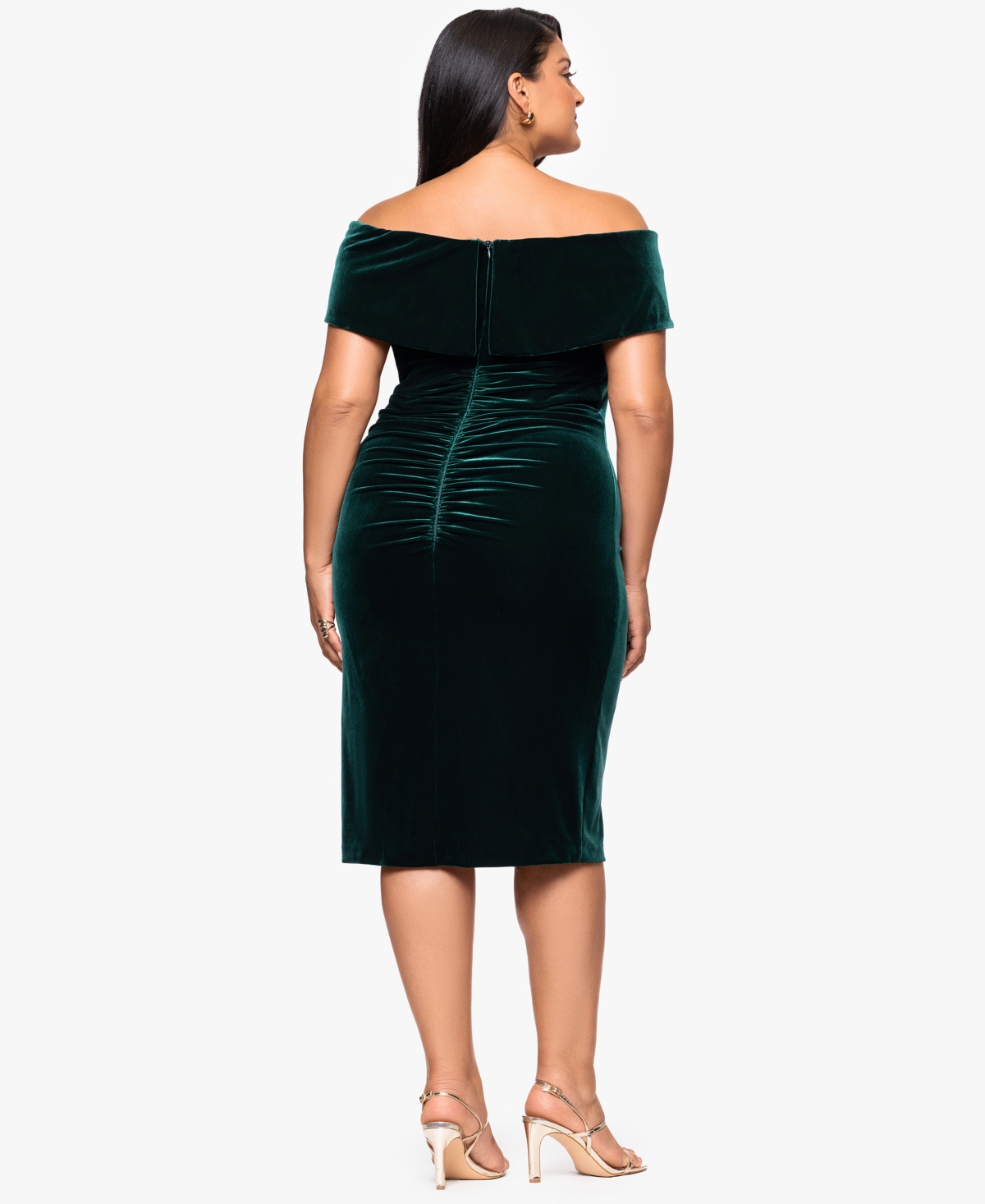 Xscape Plus Size Off-shoulder Ruched Dress In Gray
