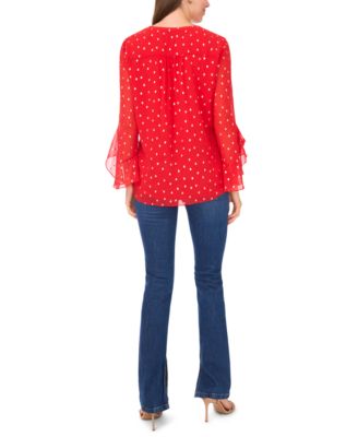 Women's Printed V-Neck 3/4-Sleeve Blouse