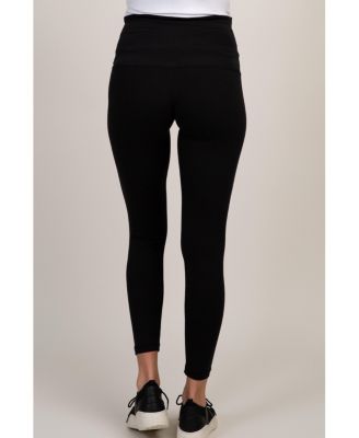 Black Solid Basic Maternity Leggings
