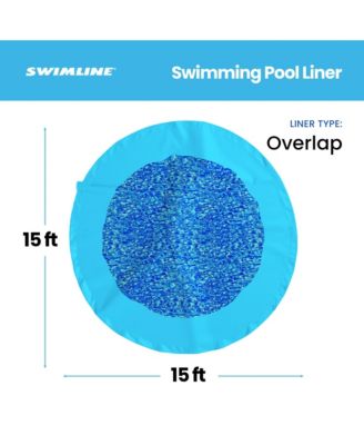 15 Foot Swirl Blue Round Above Ground Swimming Pool Wall Overlap Liner
