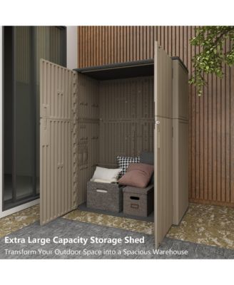 57Cu.ft Resin Outdoor Storage Shed with Floor, Waterproof Storage Cabinet for Garage, Garden, Pool & Bikes