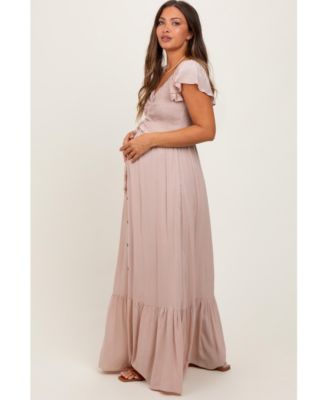 Maternity Smocked Top Woven Maxi Dress