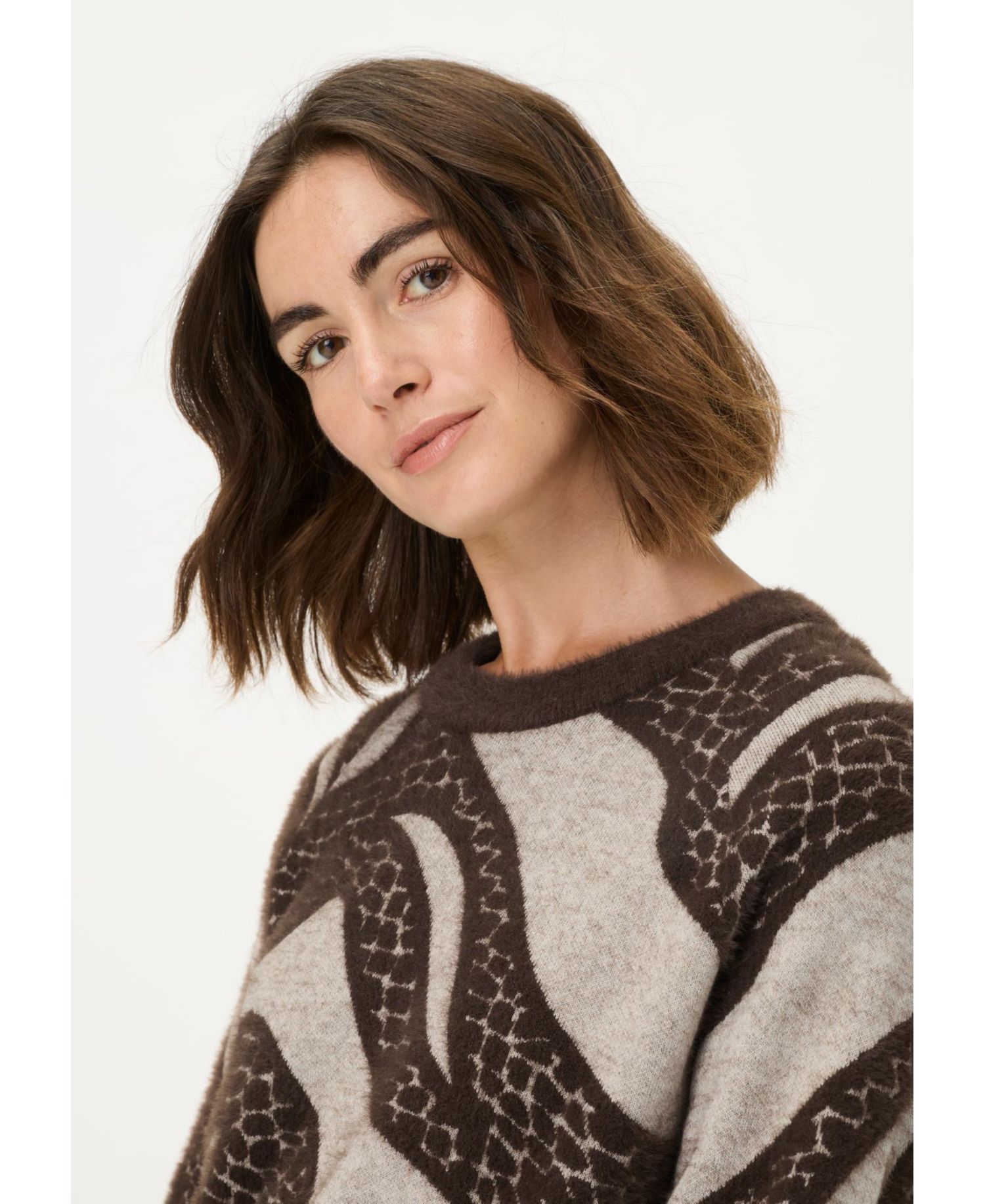 Abstract Modern Animal Feather Knit Pull-Over