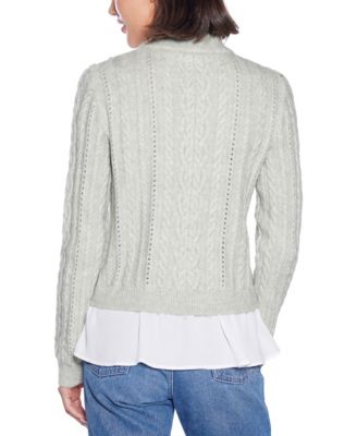 Women's Black Label Chiffon-Hem Cable Sweater