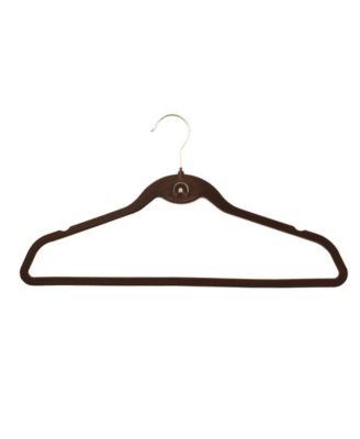 30PK Heavy Duty Velvet Hangers with Cascade Hook, 360 Degree Rotatable Hook Brown