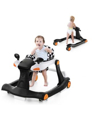 2-in-1 Baby Walker Foldable Activity Push Walker w/ Adjustable Height
