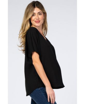 Forest Green Short Sleeve Maternity Blouse