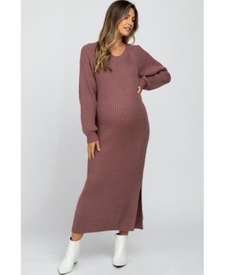 Maternity Side Slit Maxi Sweater Dress
