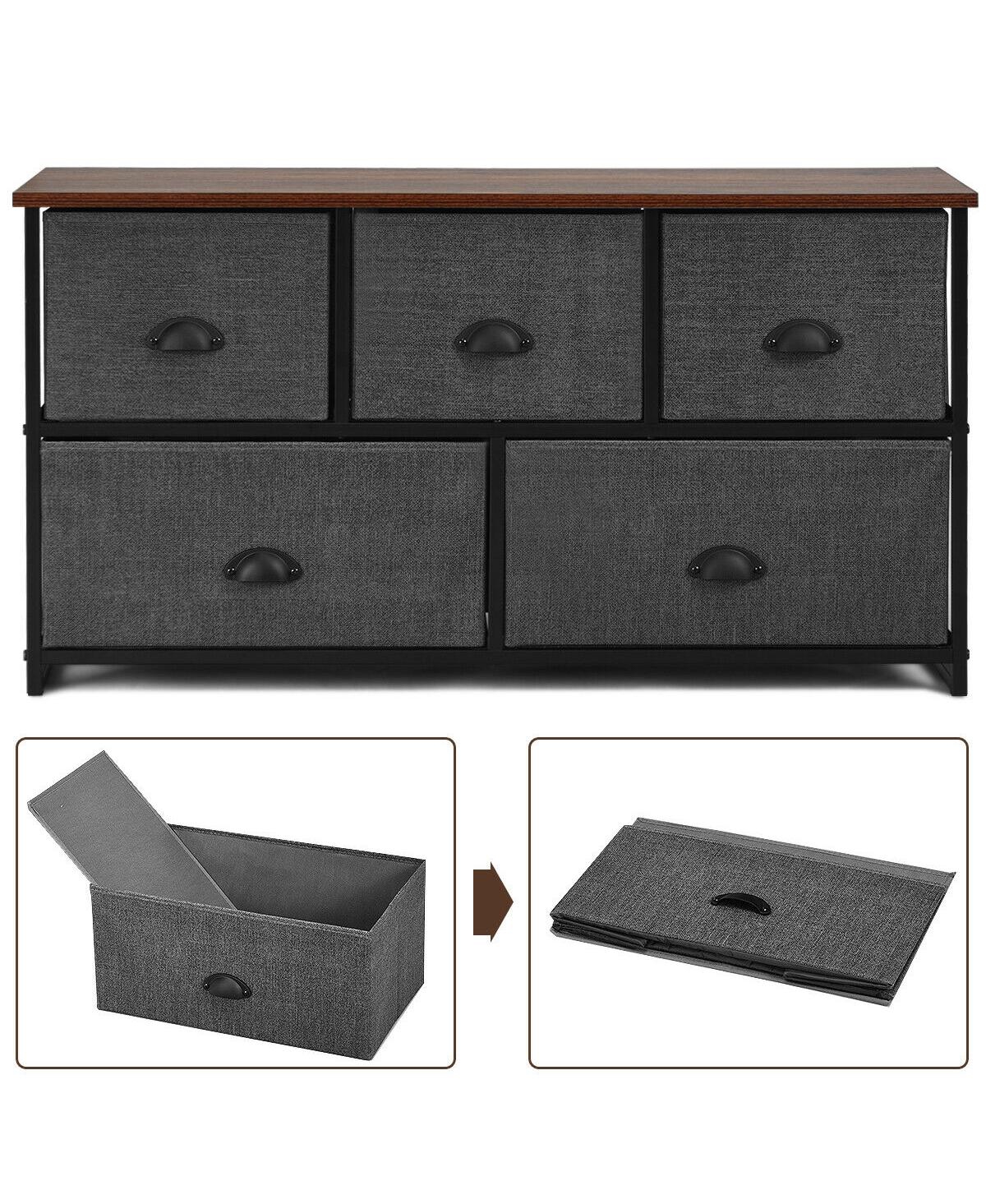 Volenca Dresser Storage Tower with 5 Foldable Cloth Storage Cubes