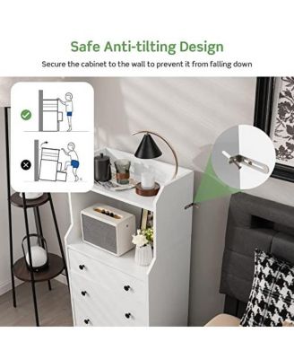 Modern Storage Dresser with Anti-toppling Device-White