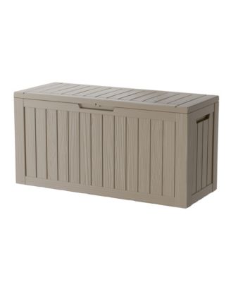 90 Gallon Patio Waterproof Resin Deck Box Lockable Outdoor Storage Garden Tools