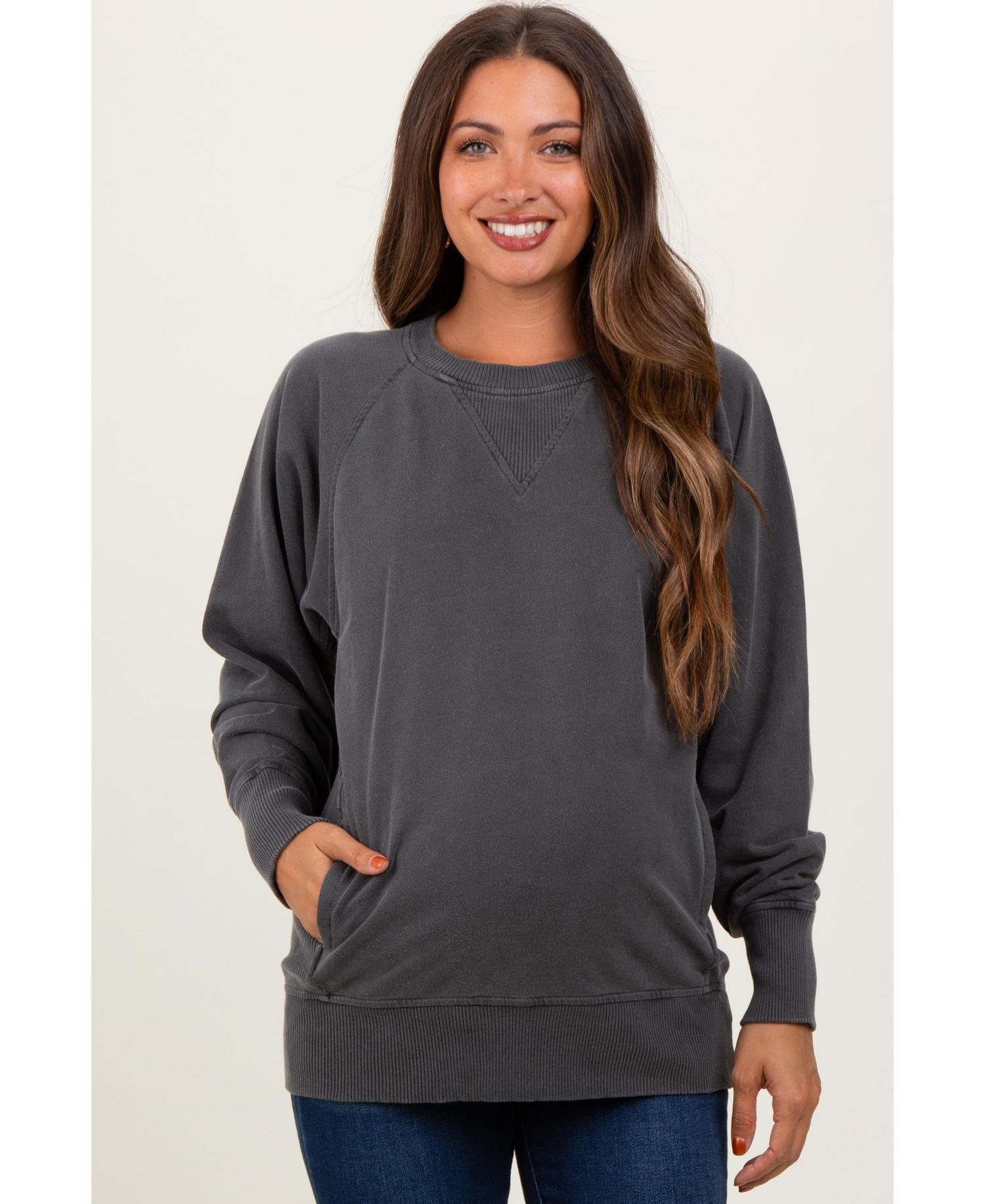 Women's Black Vintage Wash French Terry Pullover