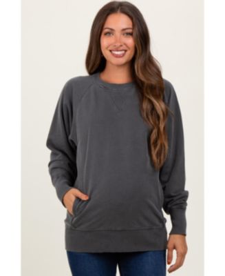 Olive Vintage Wash French Terry Maternity Pullover main image 0