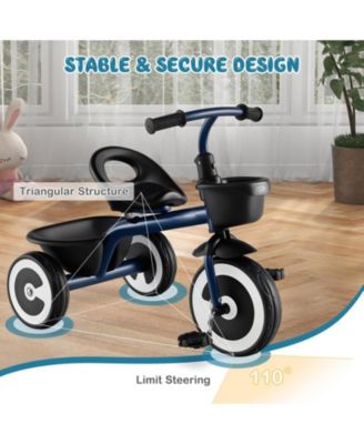 Toddler Tricycle with Adjustable Seat and Storage Baskets for 1.5-5 Years Old