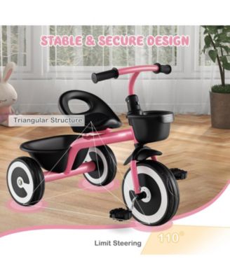 Toddler Tricycle with Adjustable Seat and Storage Baskets for 1.5-5 Years Old