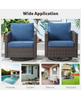 U-Frame 2-Piece Swivel Glider Wicker Outdoor Rocking Chair with Olefin Cushions