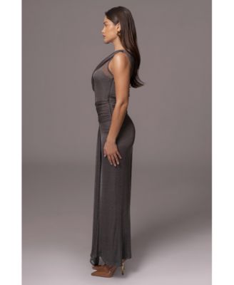 Draped Metallic Maxi Dress