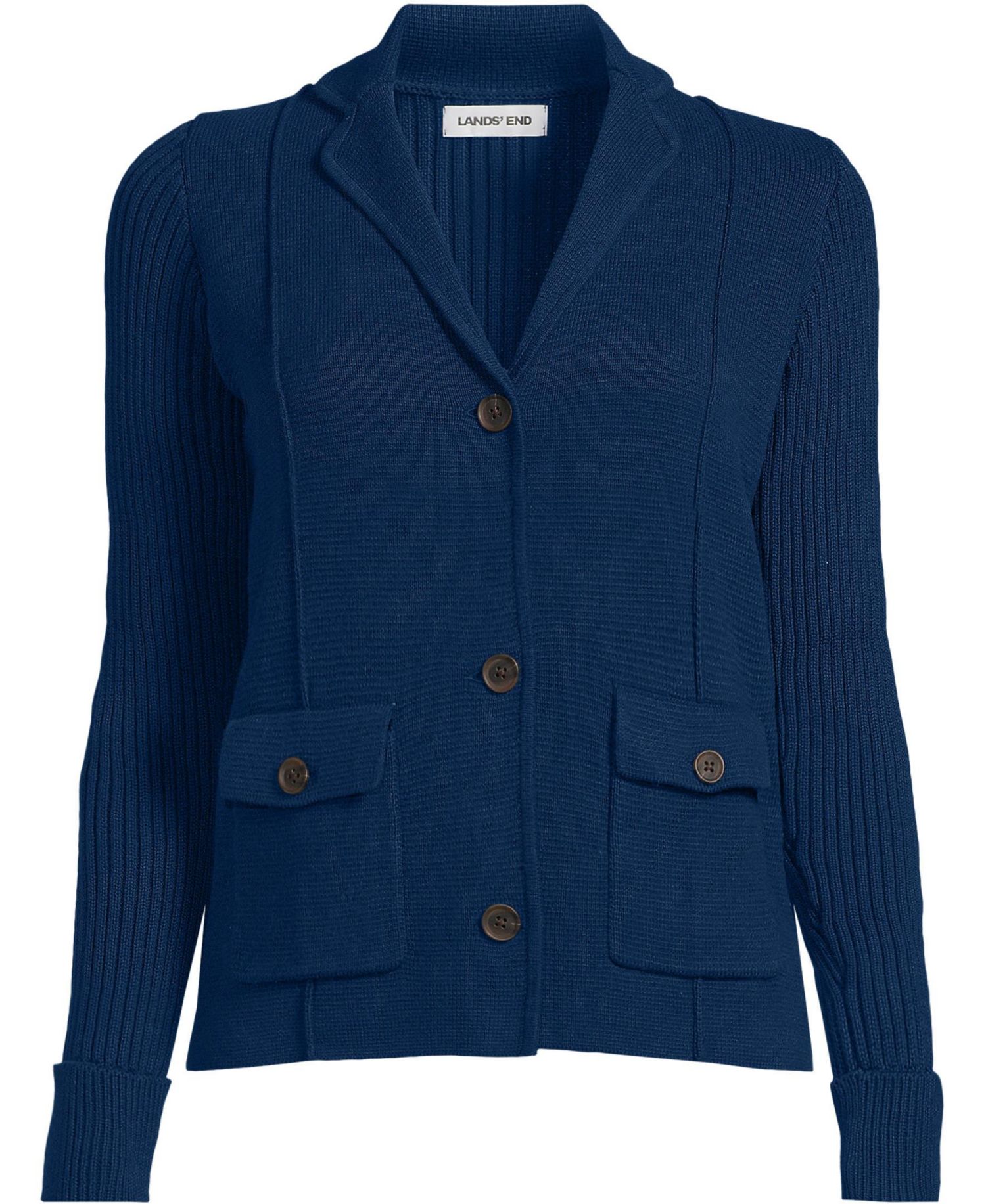 Women's Petite Drifter Ribbed Collared Blazer Sweater