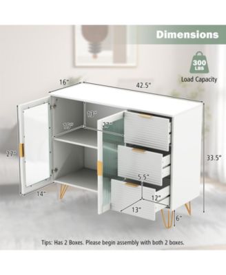Modern Sideboard Buffet Cabinet with 2 Doors and 3 Drawers for Living Room Dining Room