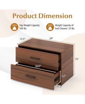 1Pc 2-Drawer Stackable Horizontal Storage Cabinet Dresser Chest with Handles