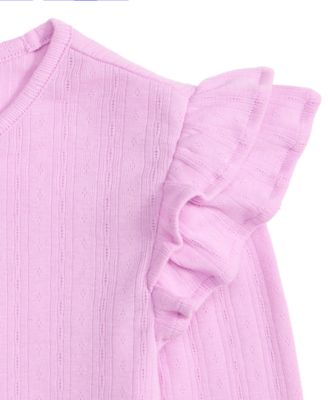 Little & Big Girls Ruffle Sleeve Pointelle Top, Macy's Exclusive