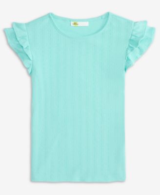 Epic Threads - Little & Big Girls Ruffled-Sleeve Pointelle Top