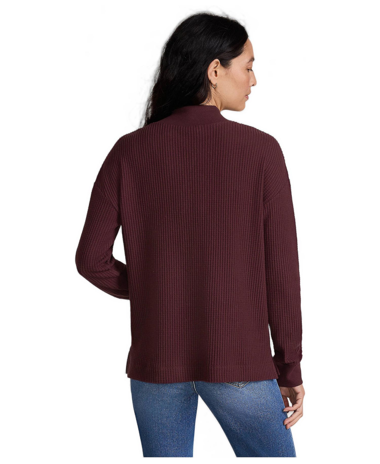 Women's Long Sleeve Waffle Shawl Collar Henley