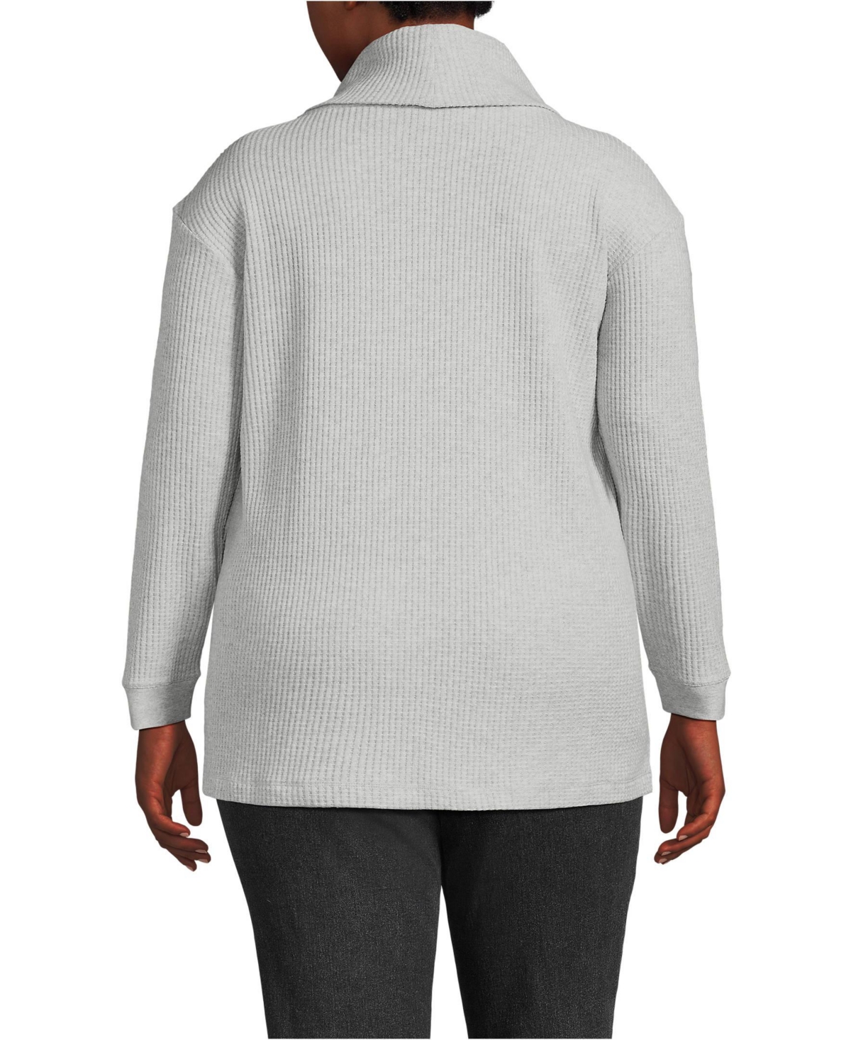 Lands' End Plus Long Sleeve Waffle Cowl Neck Tunic