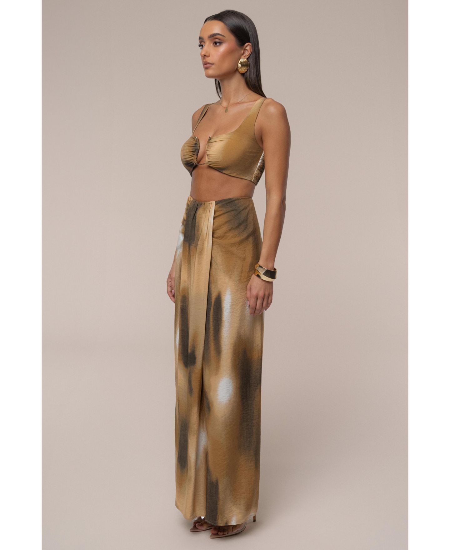 Женская юбка JLUXLABEL Flowing Elegance Maxi, цвет: Коричневый — фото 7